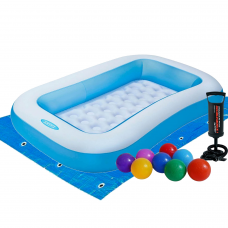 Дитячий надувний басейн Intex 57403-2, 166 х 100 х 28 см, з кульками 10 шт, підстилкою, насосом
