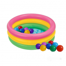 Дитячий надувний басейн Intex 58924-1 «Райдуга», 86 х 25 см, з кульками 10 шт