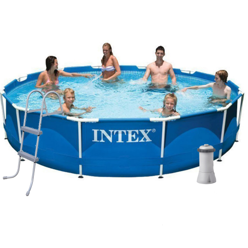 Каркасний басейн Intex 28210 - 6, 366 x 76 см (3 785 л/год, підстилка, тент, сходи 91 см)