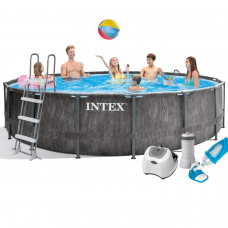 Каркасний басейн Intex 26742 - 6, 457 x 122 см (4 г/год, 3785 л/год, тент, підстилка, сходи, набір для догляду)