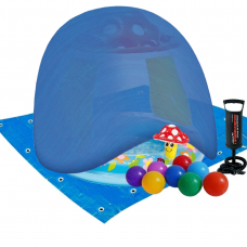 Дитячий надувний басейн Intex 57114-3 «Грибочок», 102 х 89 см, з кульками 10 шт, тентом, підстилкою, насосом