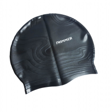 Шапочка для плавання InPool MSW013, універсальна, розмір М (8+), обхват голови ≈ 52-65 см, (22 х 19 см), чорна
