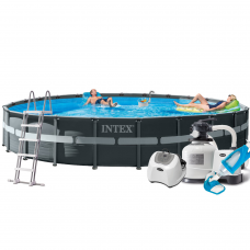 Каркасний басейн Intex 26340 - 16, 732 x 132 см (150 мл/год /11 г/год, 12 000 л/год, сходи, тент, підстилка, набір для догляду)