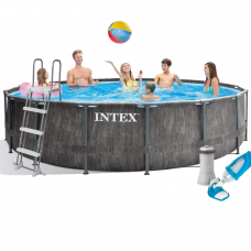 Каркасний басейн Intex 26742 - 5, 457 x 122 см (3 785 л/год, сходи, тент, підстилка, набір для догляду)