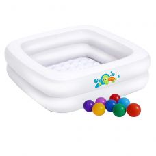 Детский надувной бассейн Bestway 51116-1, белый, 86 х 86 х 25 см, с шариками 10 шт