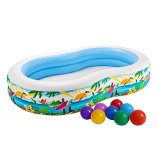 Дитячий надувний басейн Intex 56490-1 «Райська Лагуна», 262 х 160 х 46 см, з кульками 10 шт