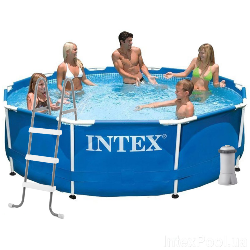 Каркасний басейн Intex 28200 - 5, 305 х 76 см (2 006 л/год, сходи 91 см, тент, підстилка)