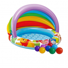 Дитячий надувний басейн Intex 57424-1 «Вінні Пух», 102 х 69 см, з навісом, з кульками 10 шт