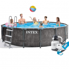 Каркасний басейн Intex 26742 - 7, 457 x 122 см (6 000 л/год, сходи, тент, підстилка, набір для догляду)